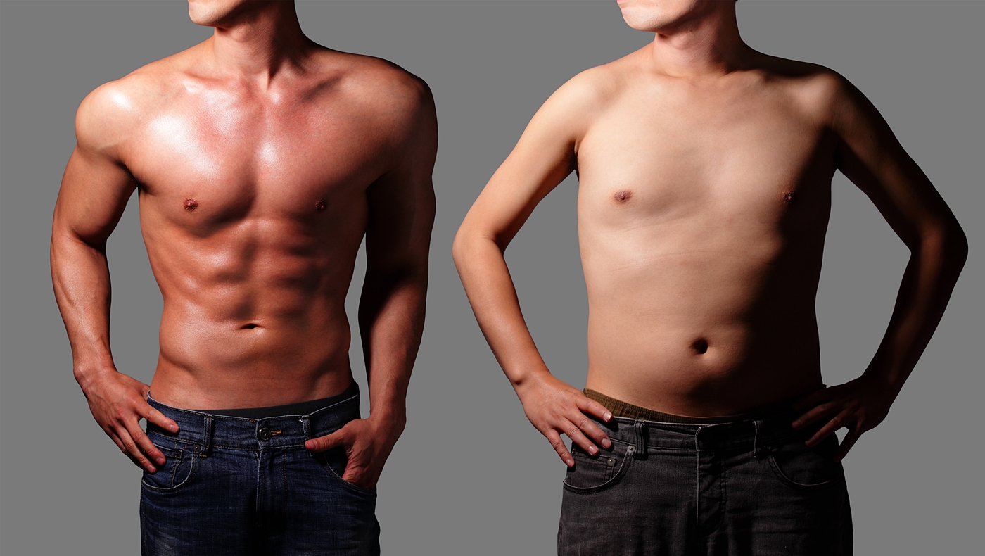 ダイエット前とダイエット後の男性の比較